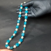 Turquoise Blue Square Beads Neclace